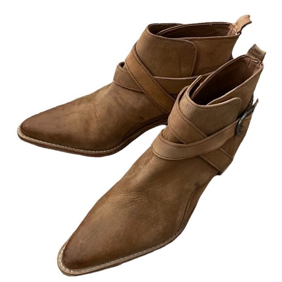 Free People Back Loop Ankle Boot in Washed Tan - Picture 6 of 13